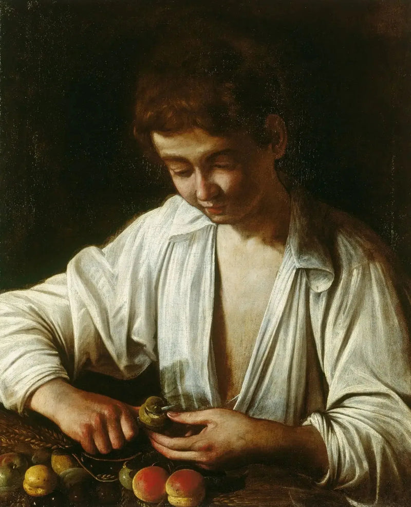 Dreng, der skræller en frugt - Caravaggio