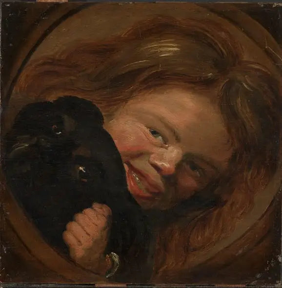 Dreng der griner med en hund - Frans Hals