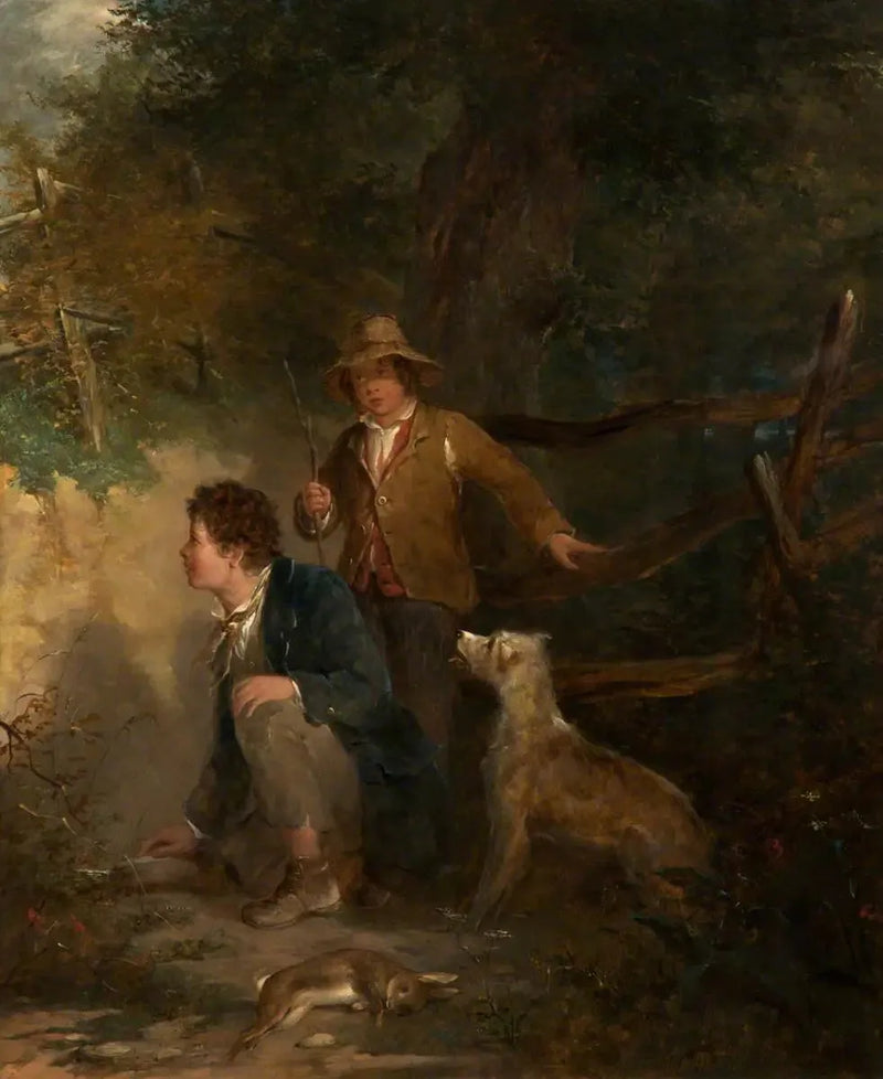 Drenge, der leger med kanin - John Everett Millais
