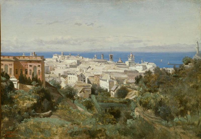 Gênes, udsigt over promenade Acqua Sola - Jean-Baptiste Camille Corot