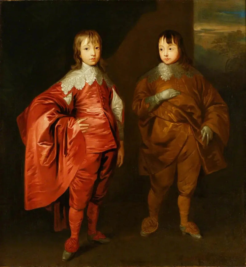 George Villiers (1628–1687), 2. hertug af Buckingham, med sin bror, Lord Francis Villiers (1629–1648) - Antoine van Dyck