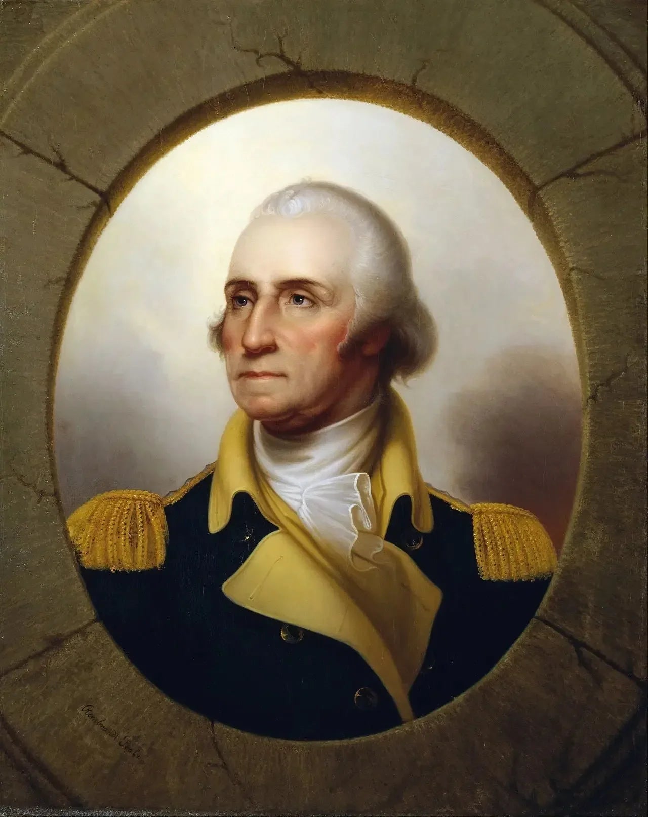 George Washington (type hublot) - Rembrandt Peale image 1 copie peinte à la main à l’huile