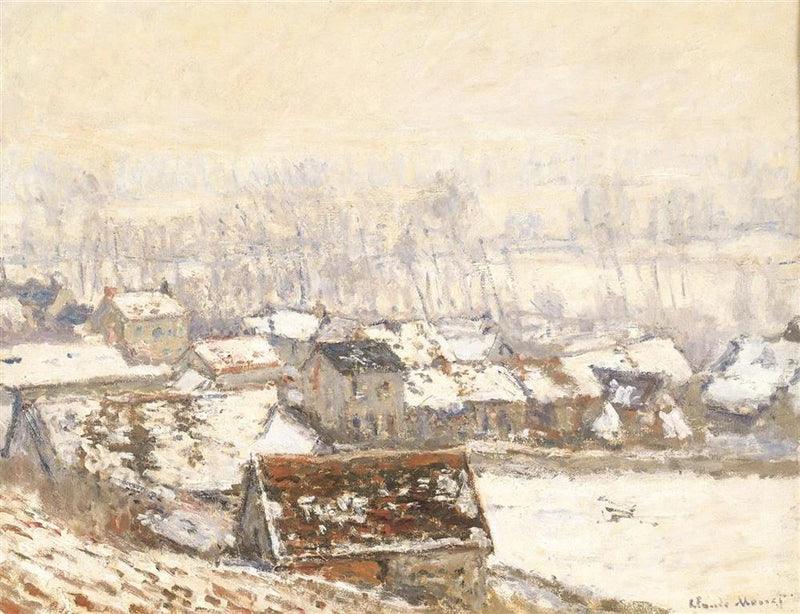 Landsbyen Giverny under sneen W1055 - Claude Monet