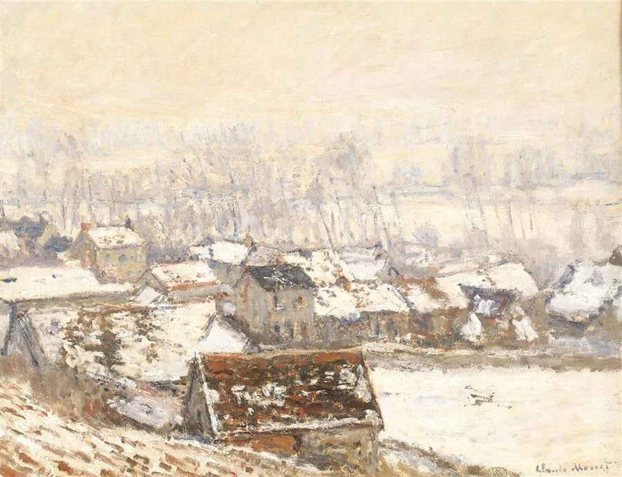 Landsbyen Giverny under sneen W1055 - Claude Monet