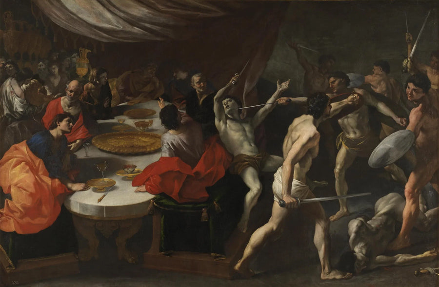 Gladiatorer ved en festmiddag - Giovanni Lanfranco