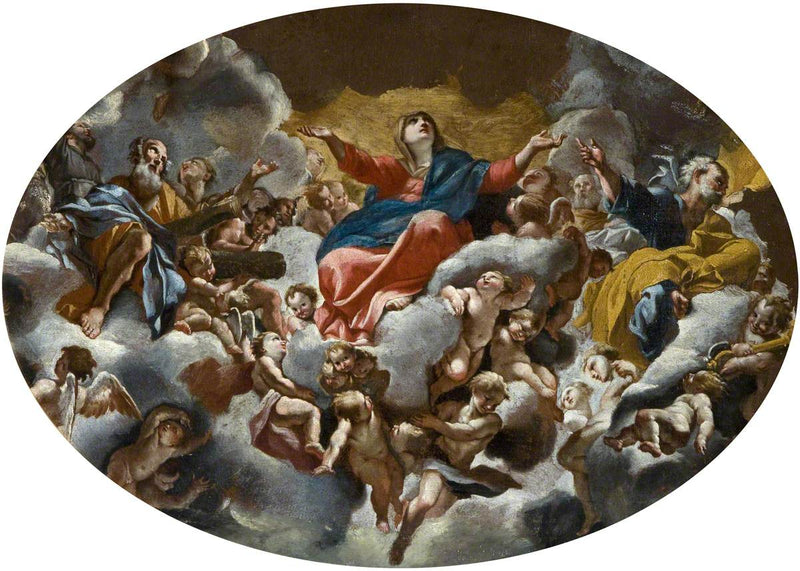 Højtidelighed over Jomfruen (efter fresken i kuplen af Sant'Andrea della Valle, Rom) - Giovanni Lanfranco