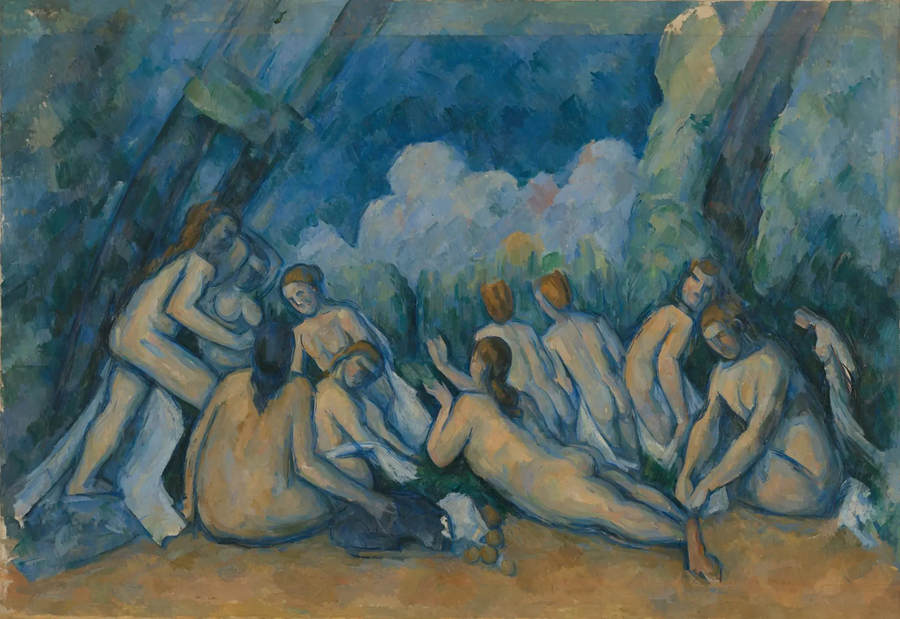 Les Grandes Baigneuses vers 1894–1905 par Paul Cézanne à la National Gallery de Londres – reproduction peinture à l’huile sur toile