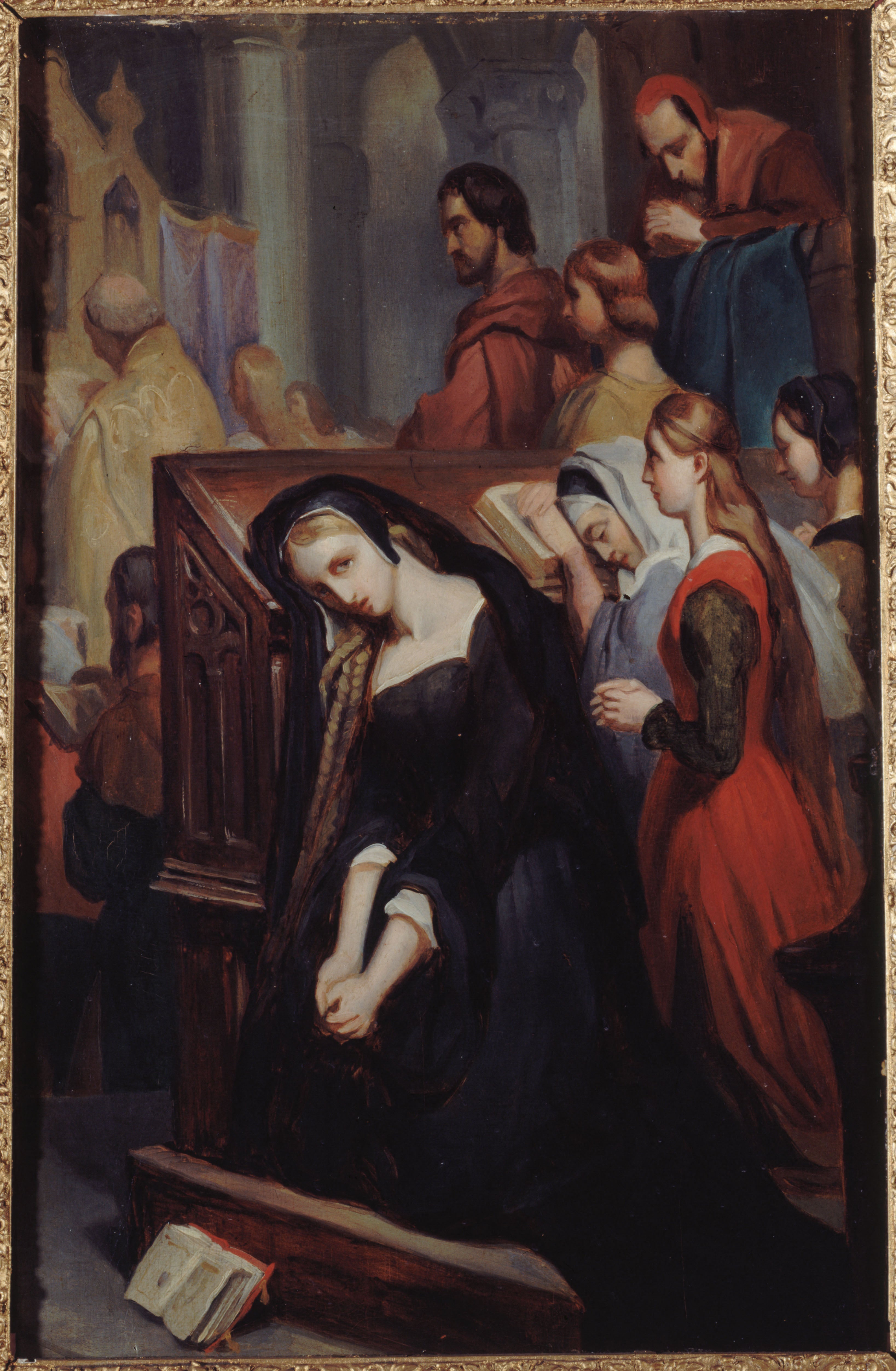 Gretchen in de kerk - Ary Scheffer image 1 copie peinte à la main à l’huile
