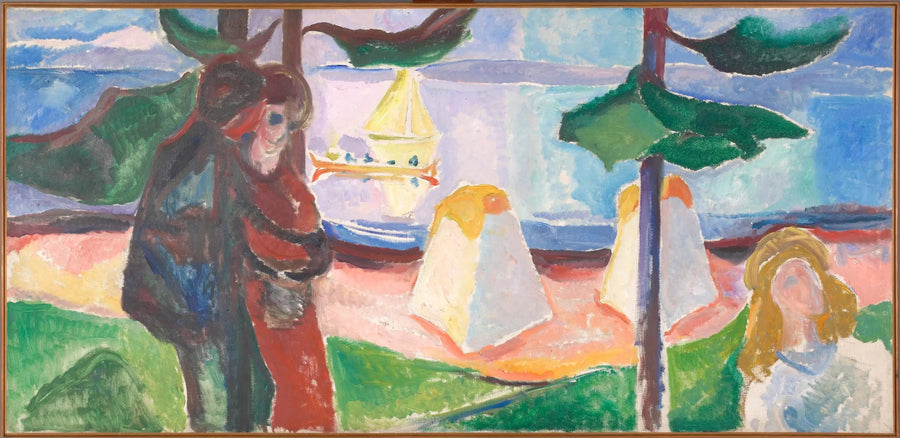 Menneskegrupper på stranden - Edvard Munch