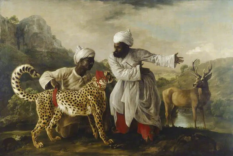 Gepard og hjort med to indianere - George Stubbs