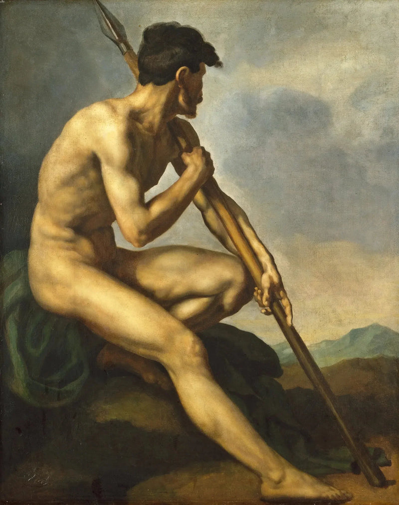 Nøgen kriger med en lanse - Théodore Géricault