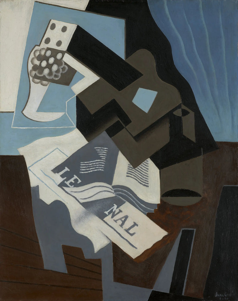 Guitare, livre og journal - Juan Gris