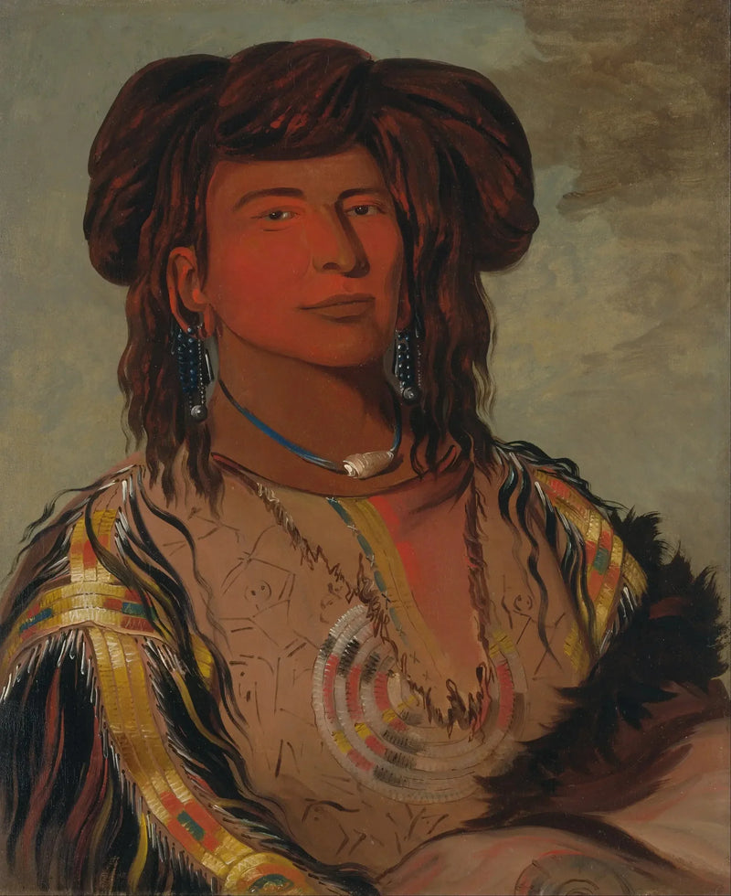 Ha-wón-je-tah, En horn, Hovedchef for Miniconjou-stammen - George Catlin