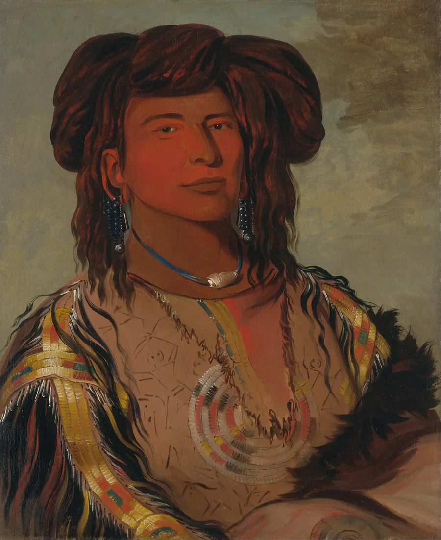Ha-wón-je-tah, En horn, Hovedchef for Miniconjou-stammen - George Catlin