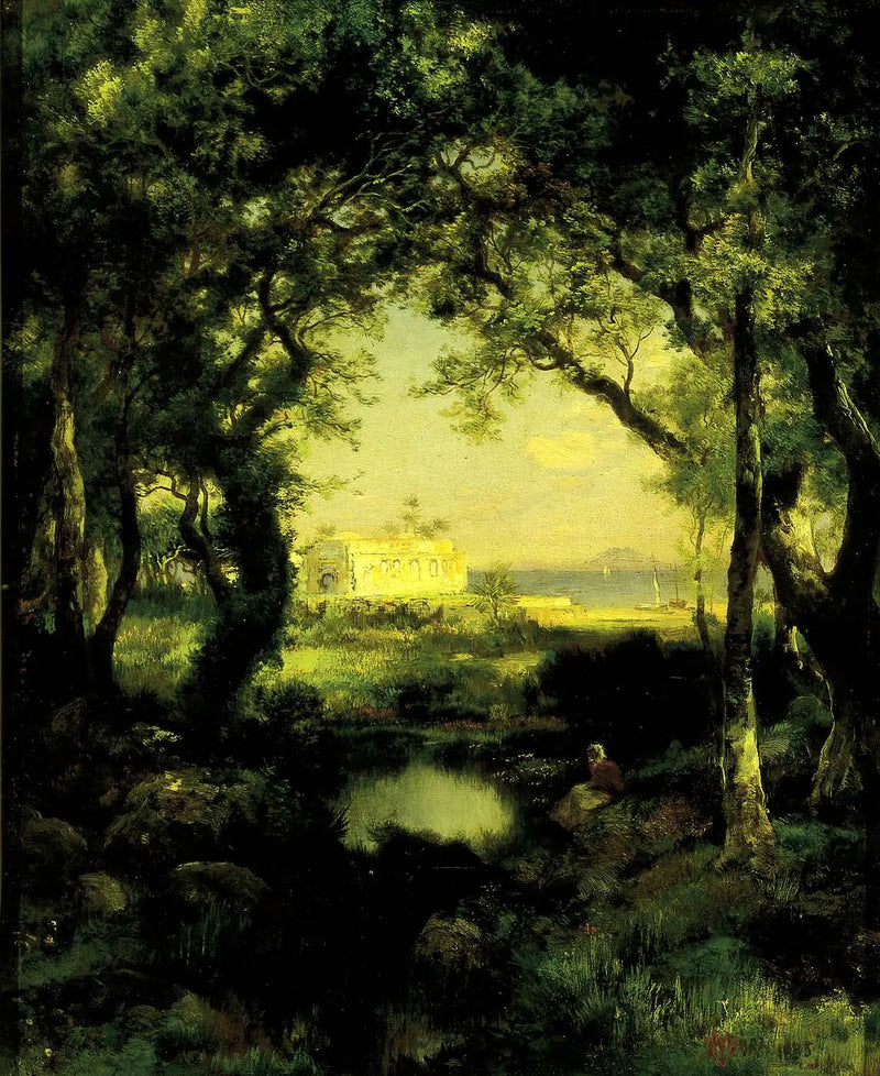 Mexicansk hacienda, Cuitzeo-søen - Thomas Moran