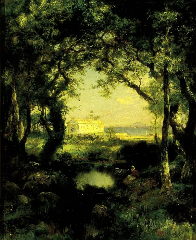 Mexicansk hacienda, Cuitzeo-søen - Thomas Moran