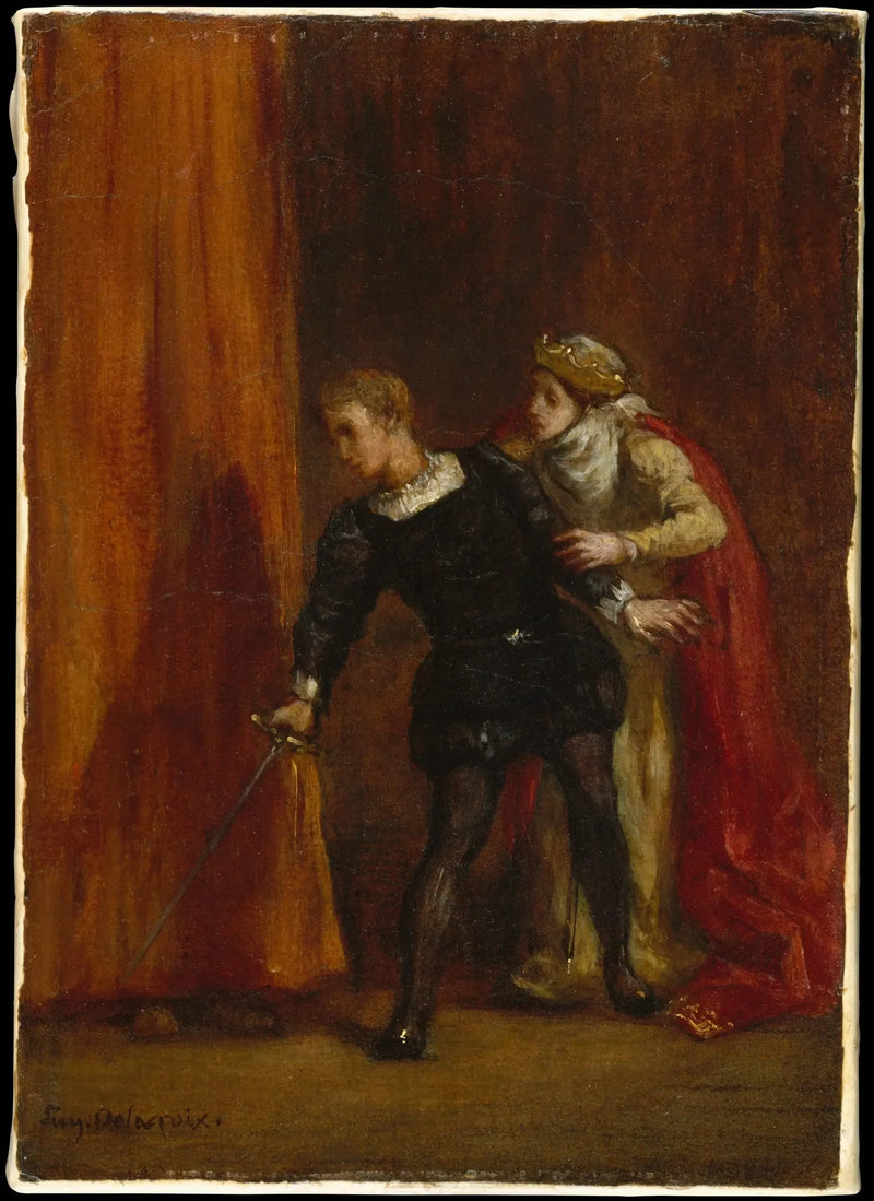Hamlet og hans mor - Eugène Delacroix