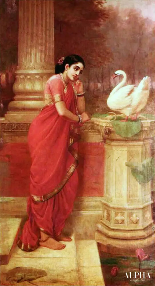 Hamsa Damayanti - Ravi Varmâ - Reproductions de tableaux et peintures haut de gamme