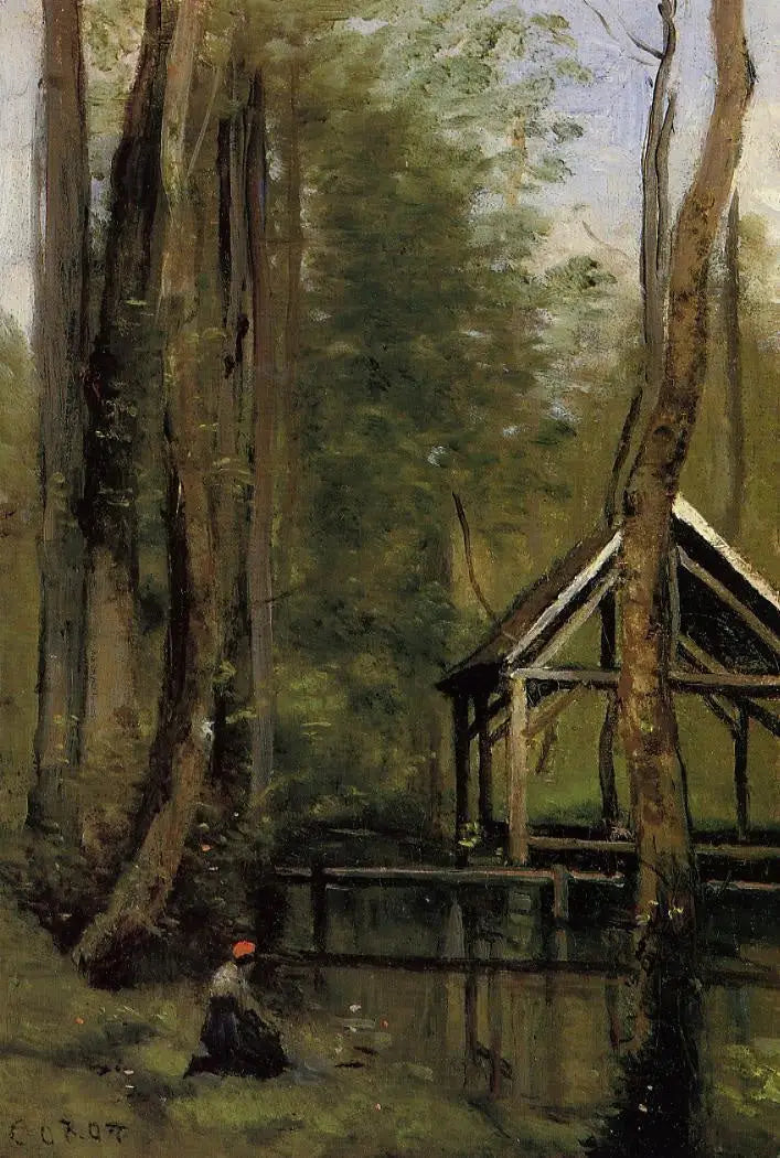Fiskerhangar ved Mothois nær Gournay-en-Brais - Jean-Baptiste Camille Corot