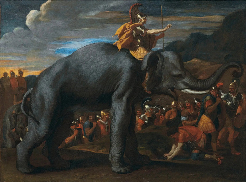 Hannibal krydser Alperne på en elefants ryg - Nicolas Poussin