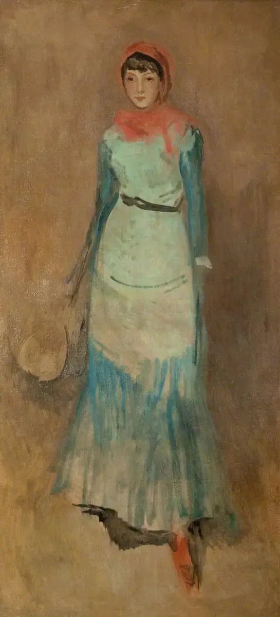 Harmonie en corail et bleu : Miss Finch - James Abbott McNeill Whistler image 1 copie peinte à la main à l’huile