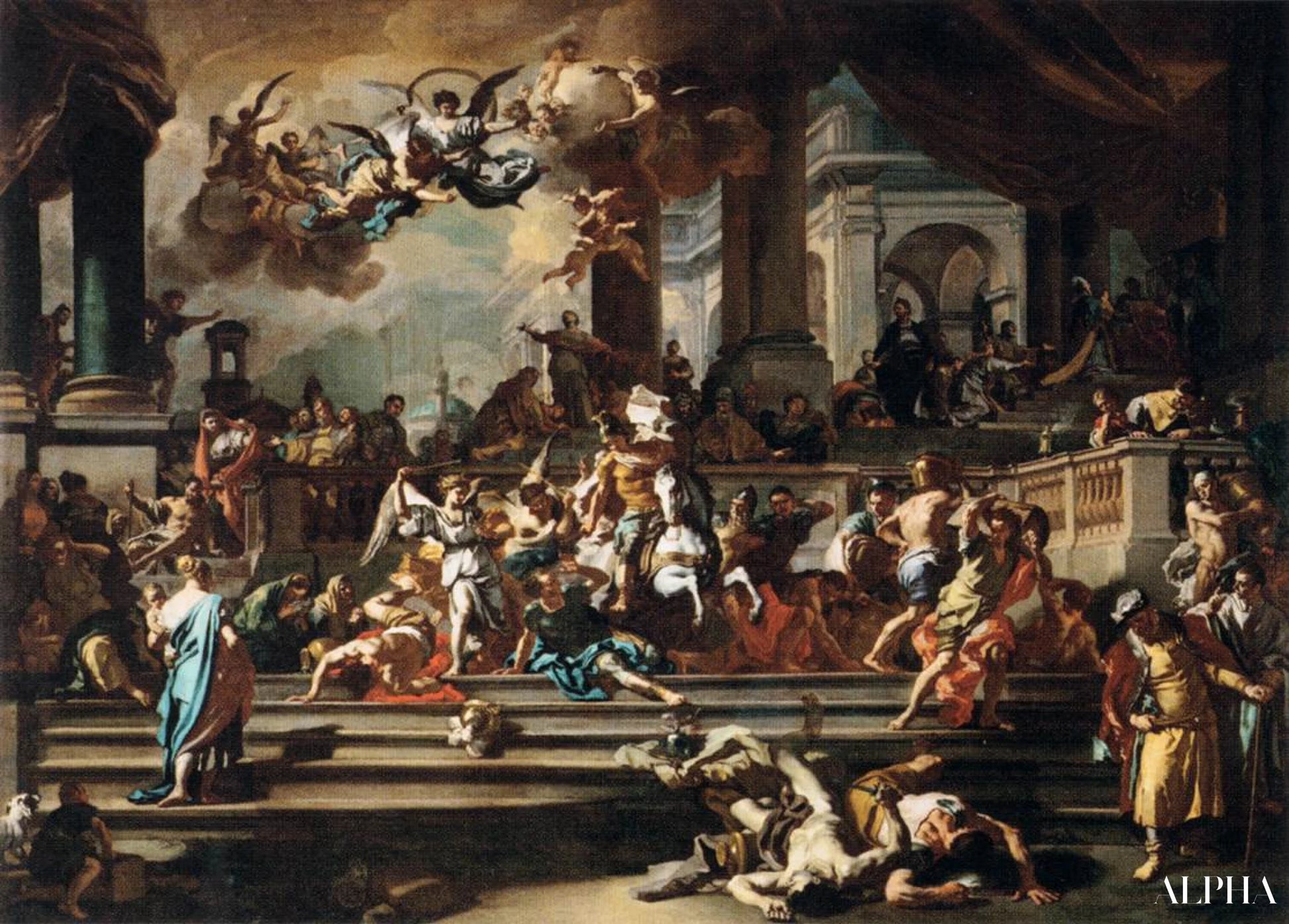 Héliodore jaget fra templet - Eugène Delacroix - Reproduktioner af malerier og højkvalitets malerier