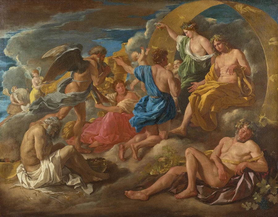 Hélios og Phaëton med Saturn og de fire årstider - Nicolas Poussin