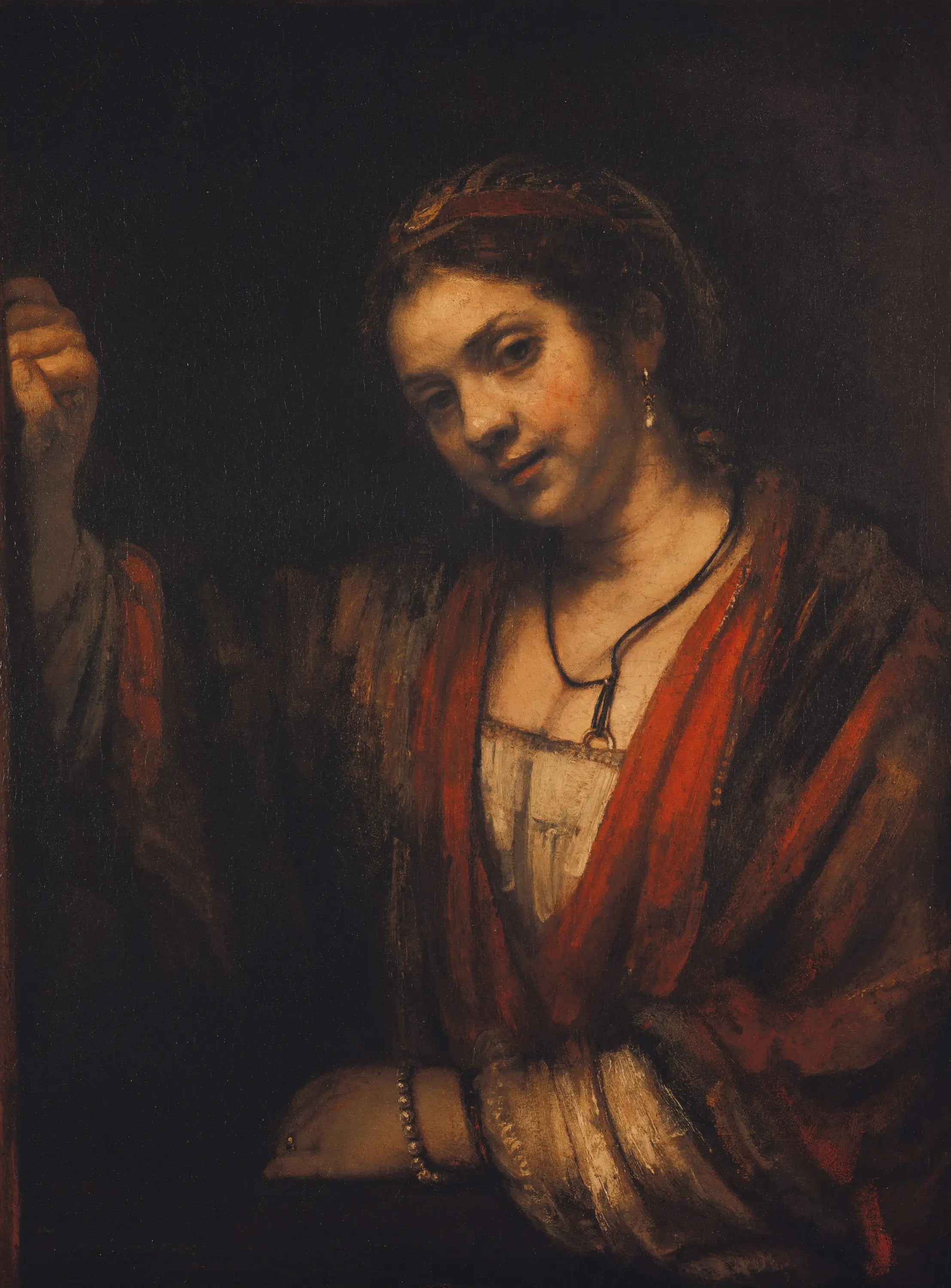 Reproduction du tableau « Hendrickje Stoffels dans une porte - Rembrandt » par Alpha Reproduction en peinture à l’huile