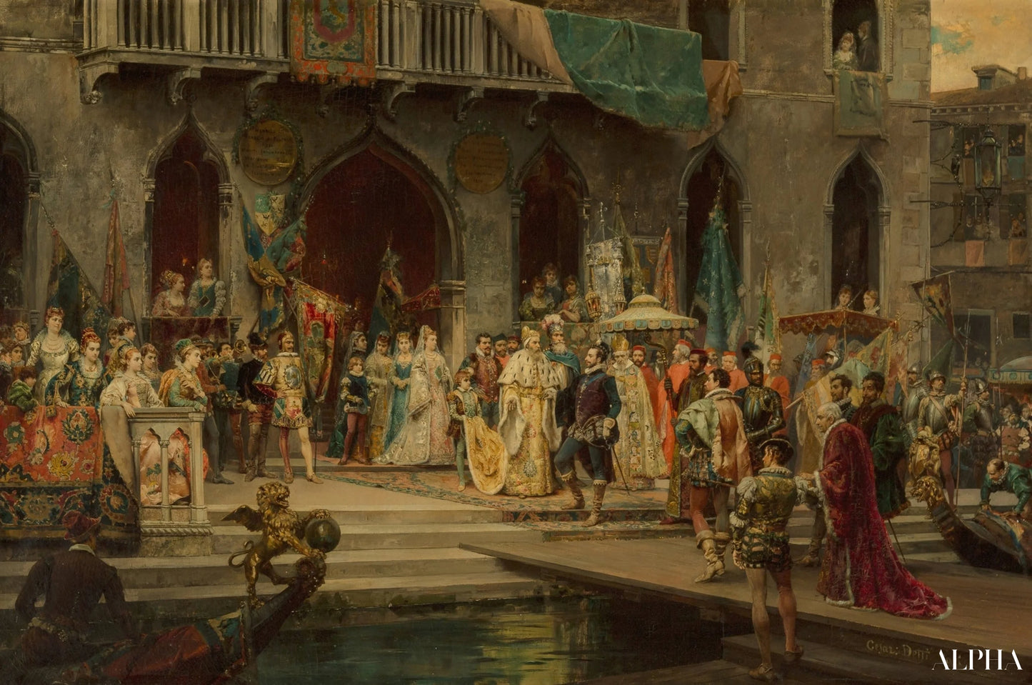 Henri III reçu par le doge Muccinigo au palais Foscari - Cesare-Auguste Detti Reproductions de tableaux à la peinture à