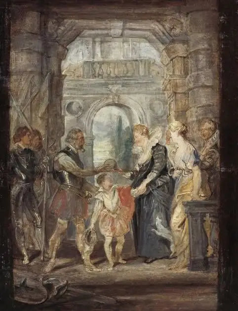 Henri IV giver regenten til Marie de Médicis - Peter Paul Rubens