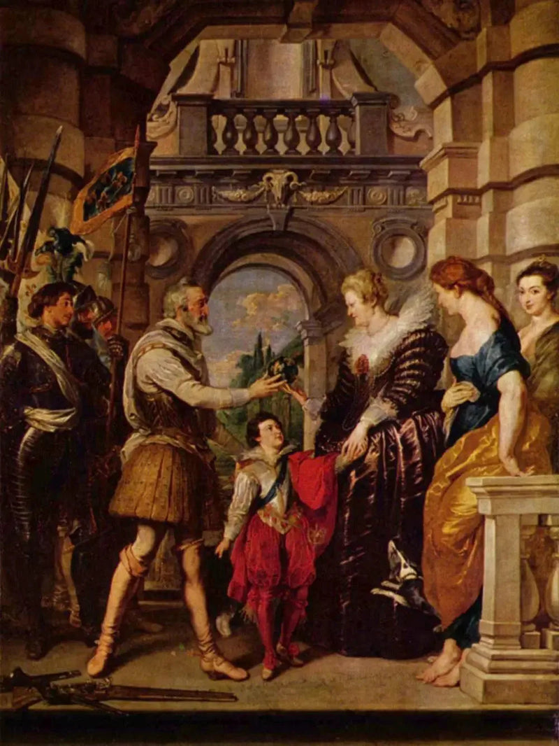 Henri IV drager ud i krigen i Tyskland og overdrager dronningen regeringen af sit rige den 20. marts 1610 - Peter Paul Rubens