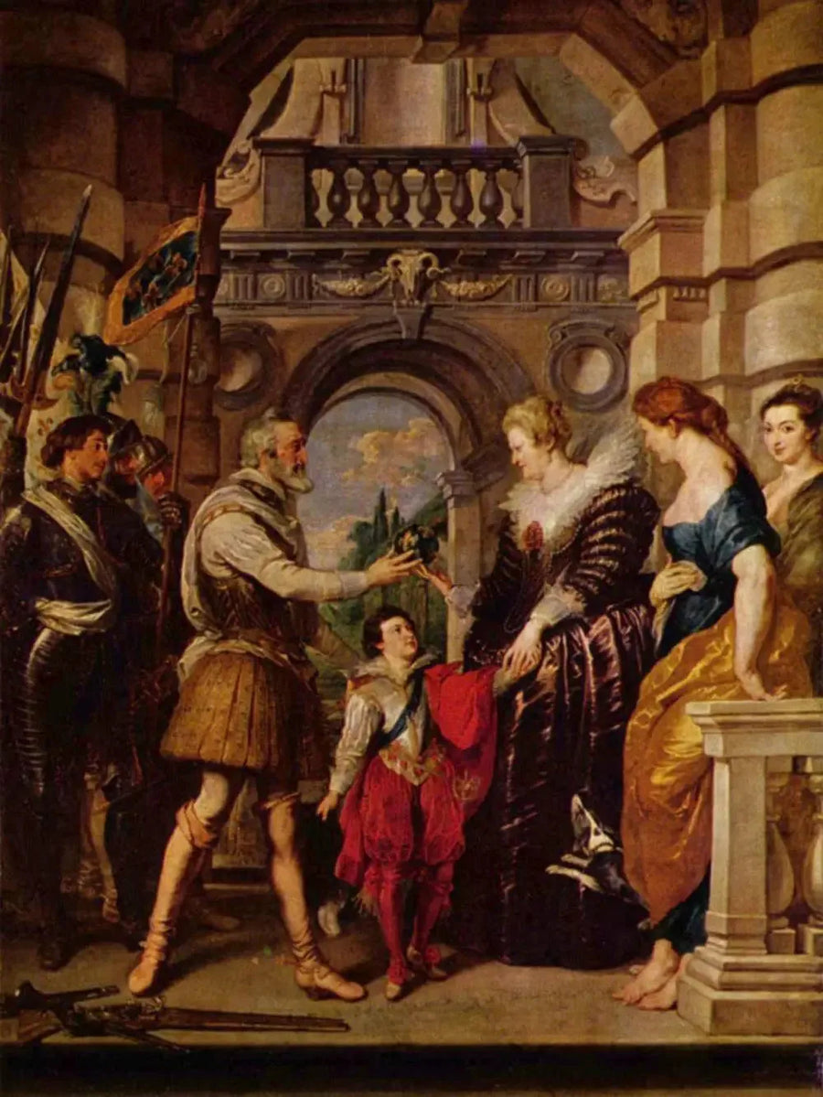 Henri IV drager ud i krigen i Tyskland og overdrager dronningen regeringen af sit rige den 20. marts 1610 - Peter Paul Rubens
