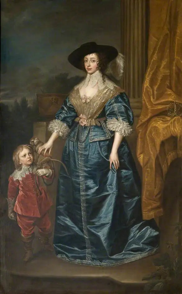 Henrietta Maria (1609–1669), med dværgen, Geoffrey Hudson - Antoine van Dyck