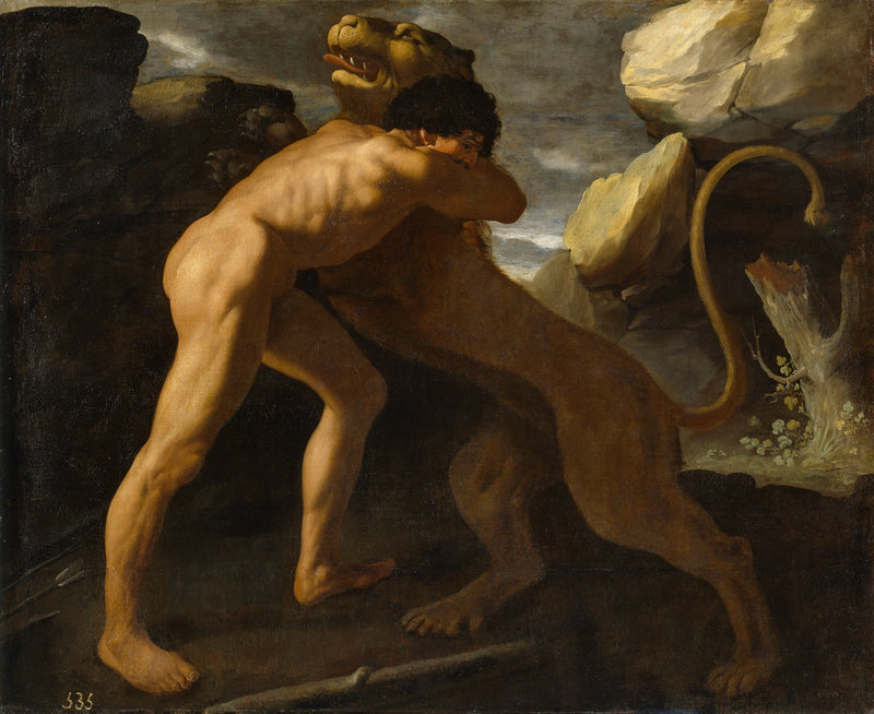 Hercules konfronterer Nemeanløven - Francisco de Zurbarán