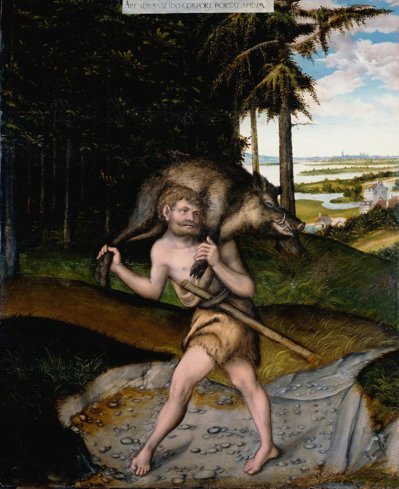Hercules og vildsvinet fra Érimanthe - Lucas Cranach den Ældre