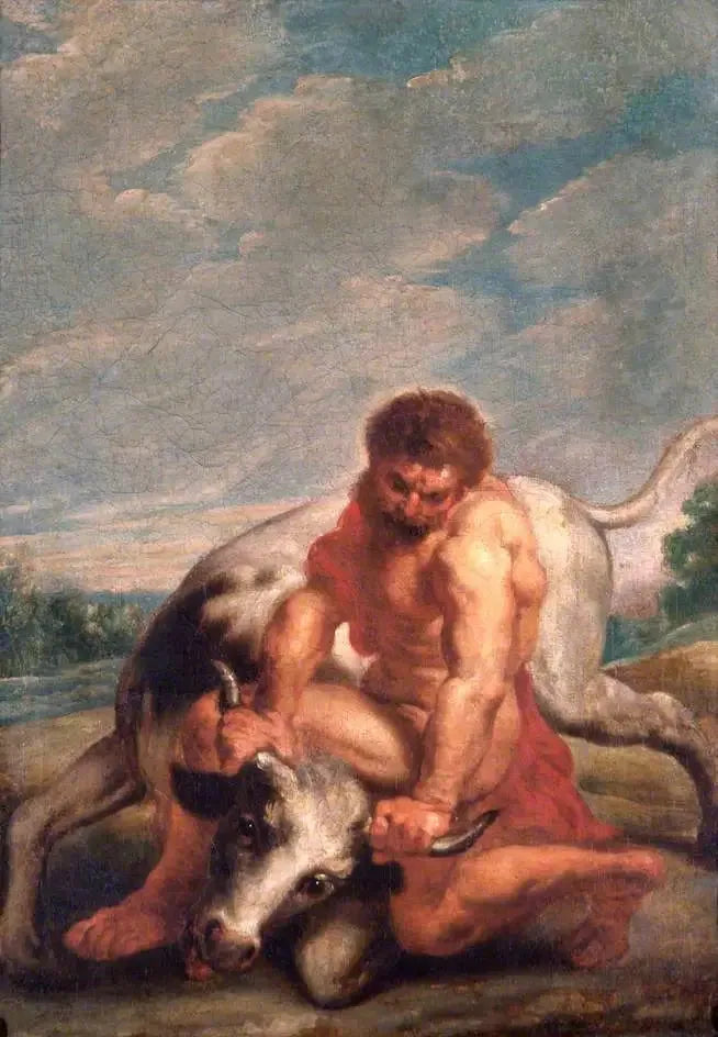 Herkules kæmper mod Achéloos i form af en tyr - Peter Paul Rubens