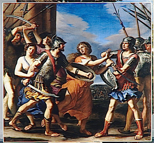 Hersilie, der adskiller Romulus og Tatius - Guercino