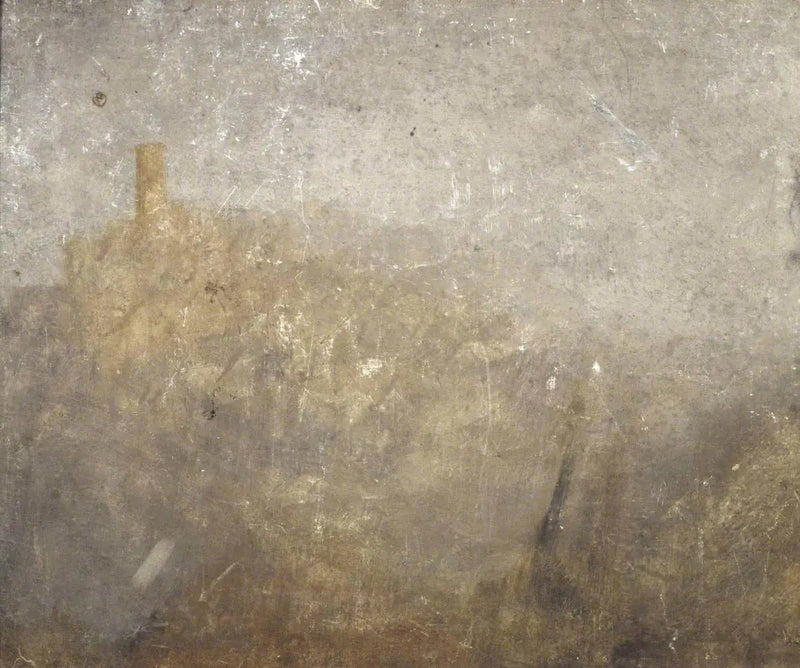 Bakket Landskab med Tårn - J. M. W. Turner