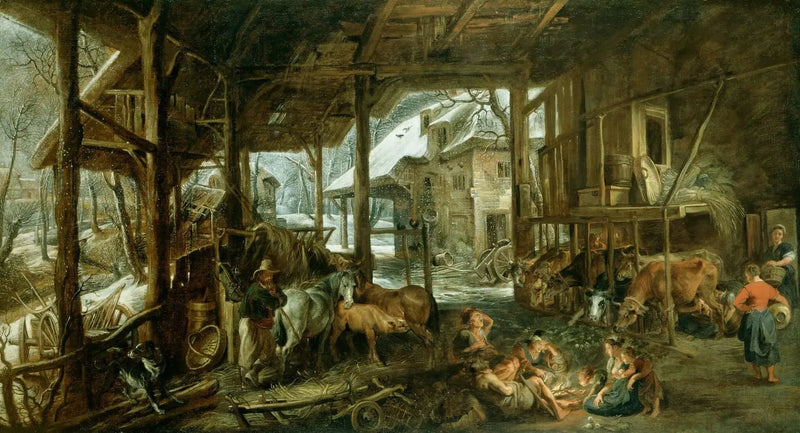 Vinter : Indersiden af en lade - Peter Paul Rubens
