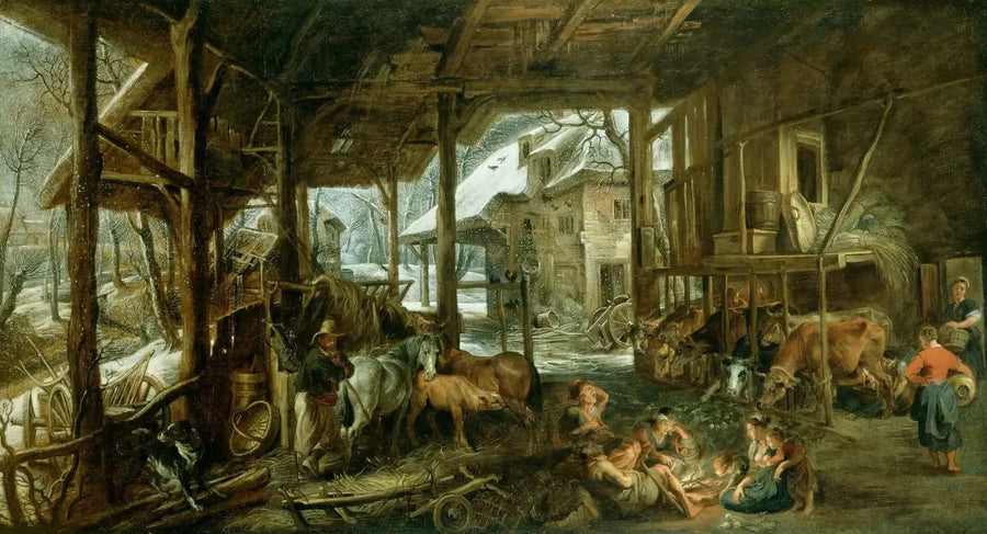 Vinter : Indersiden af en lade - Peter Paul Rubens