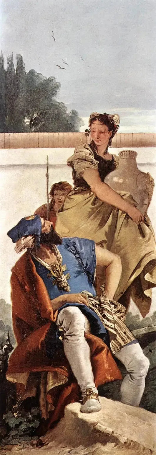 Mand sidder, kvinde med en potte og dreng - Giovanni Battista Tiepolo