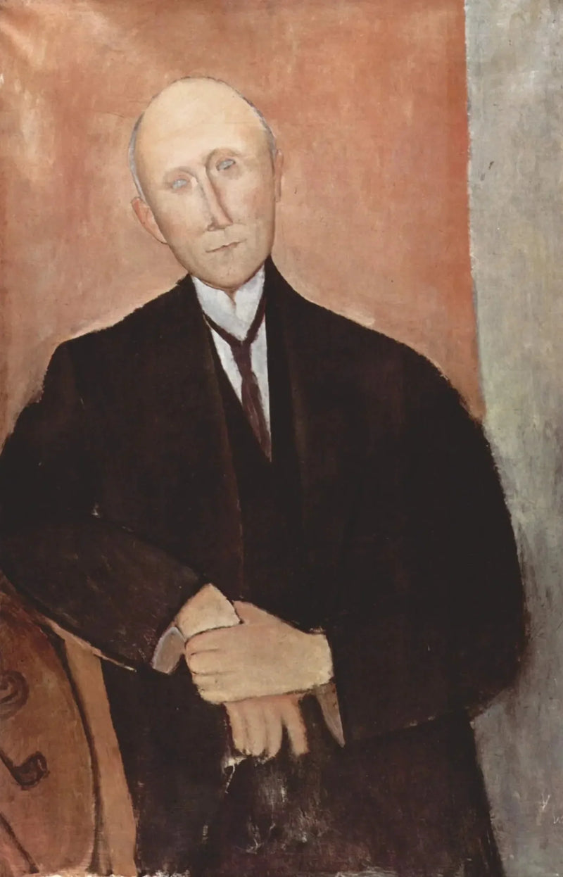 Mand siddende på orange baggrund - Amedeo Modigliani