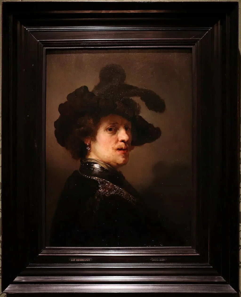 Homme au chapeau à plumes - Rembrandt image 2 copie de tableau peinte à la main
