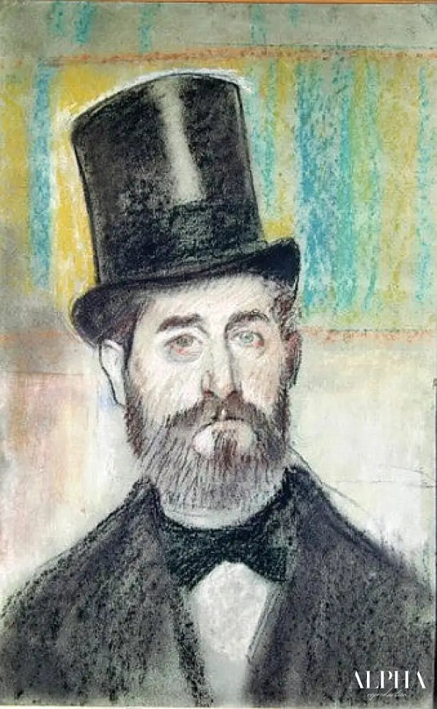 Homme au chapeau d'opéra - Edgar Degas - Reproductions de tableaux et peintures haut de gamme