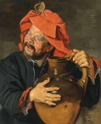 Mand med en stor lerkrukke eller en broder - Frans Hals