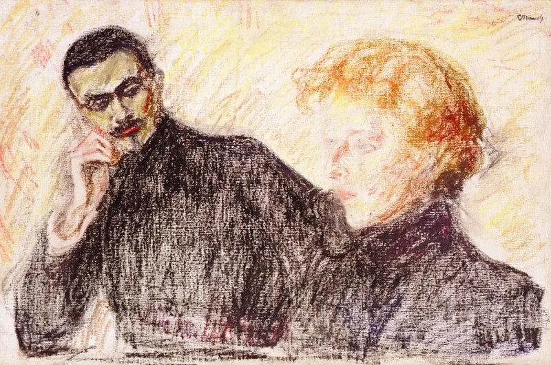 Brun mand og rød kvinde - Edvard Munch