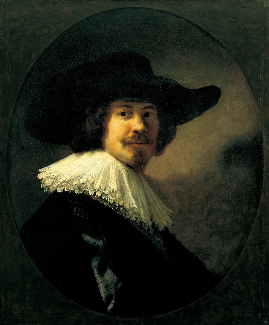 Portræt af en mand med bredskygget hat - Rembrandt