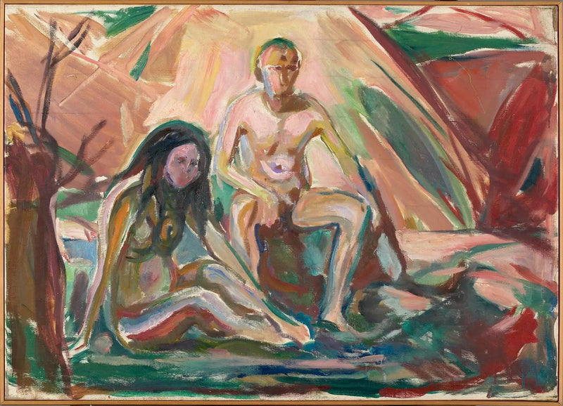 Mand og kvinde nøgne, siddende - Edvard Munch