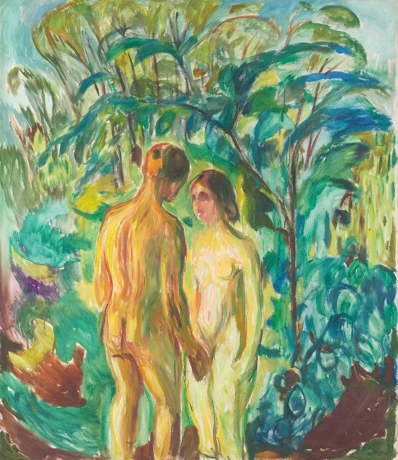 Mand og kvinde nøgne i skoven - Edvard Munch