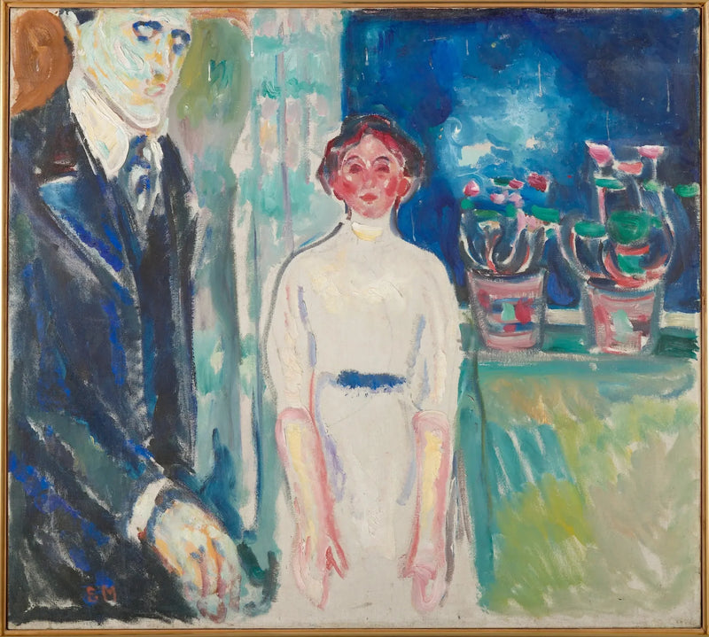 Mand og Kvinde ved Vinduet med Potteplanter - Edvard Munch